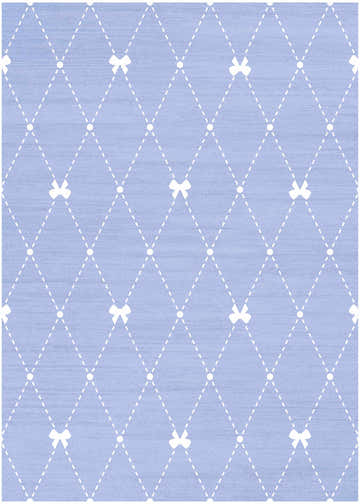 Close-up of the Nourison Imagination Blue Kids Rug, featuring a diamond pattern with bows and dots.