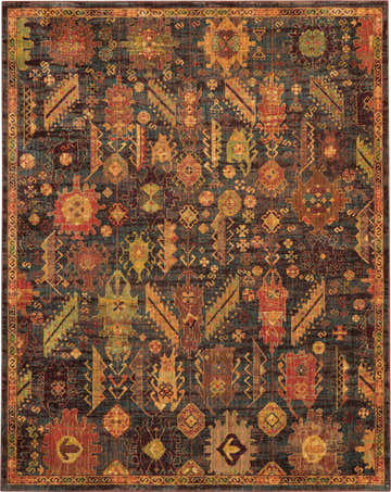 Detailed Nourison Jewel Denim Persian rug showing intricate patterns and rich colors.
