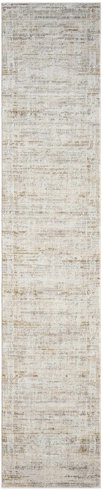 Close-up of a Calvin Klein CK078 Summit Natural Ivory rug. Modern design with chestnut accents and subtle texture.