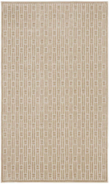Close-up of the Nourison Charm Beige Ivory Rug, featuring a modern geometric pattern and soft, neutral colors.