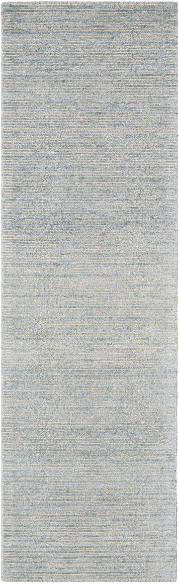 Close-up of the Nourison Weston Aquamarine rug. Soft, silk-like texture with subtle horizontal striations.