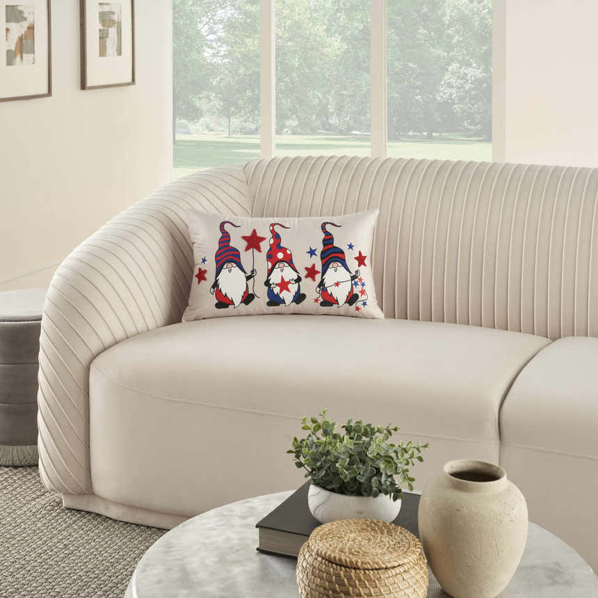 Mina Victory Holiday Pillows Americana Gnomes Multicolor Indoor Throw Pillow - Clearance