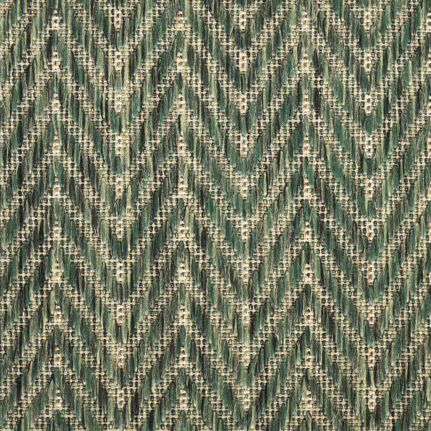 Close-up of the green chevron pattern on the Nourison Horizon Indoor/Outdoor Area Rug.