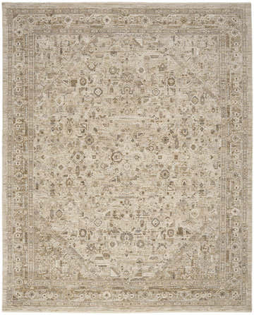 Close-up of the Nourison Retreat Beige Vintage Indoor Area Rug, showcasing its intricate pattern and soft, neutral tones.