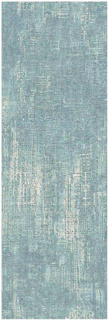 Close-up of the Nourison Botanical s Green rug, showing a distressed mid-century modern pattern in shades of green and white.