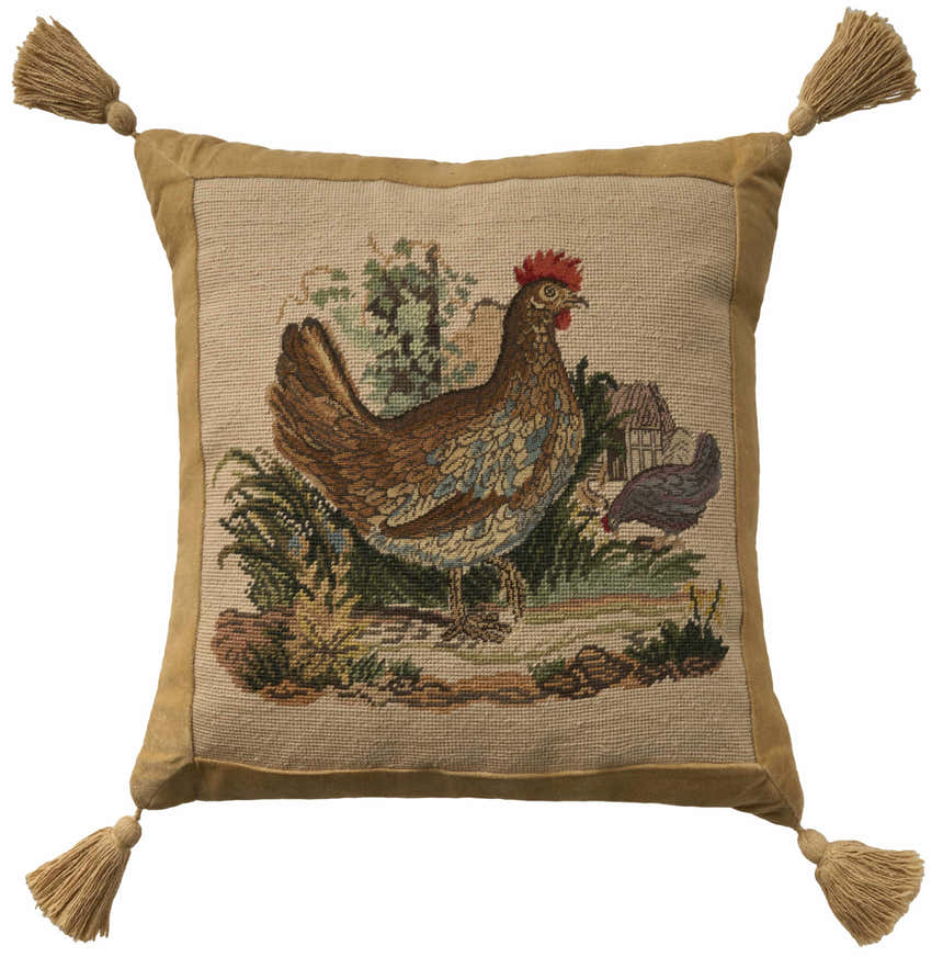 Mina Victory Vintage Pillow Hen Beige Indoor Throw Pillow