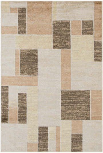 Close-up of the Nourison Astra Beige Multicolor rug, showcasing its geometric pattern and textured design.