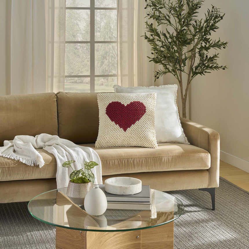 Mina Victory Holiday Pillows Loop Heart Red Indoor Throw Pillow