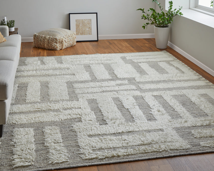Feizy Ashby Transitional Geometric - Gray/Ivory Area Rug