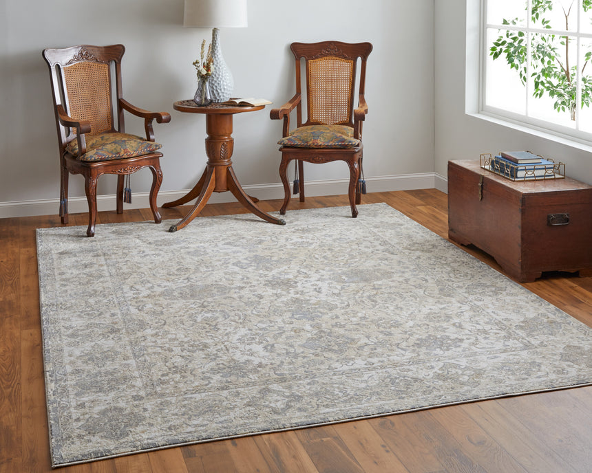 Feizy Celene Traditional Bordered - Ivory/Tan/Gray Area Rug