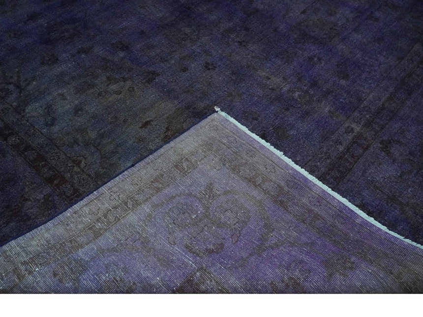 8.4x11.5 Overdyed Royal Dark Purple Hand Knotted Traditional Oushak Wool Area Rug