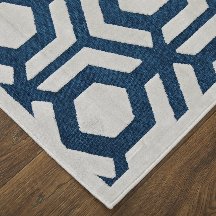 Feizy Saphir Mira Modern Geometric - Blue/Green/White Area Rug - Clearance