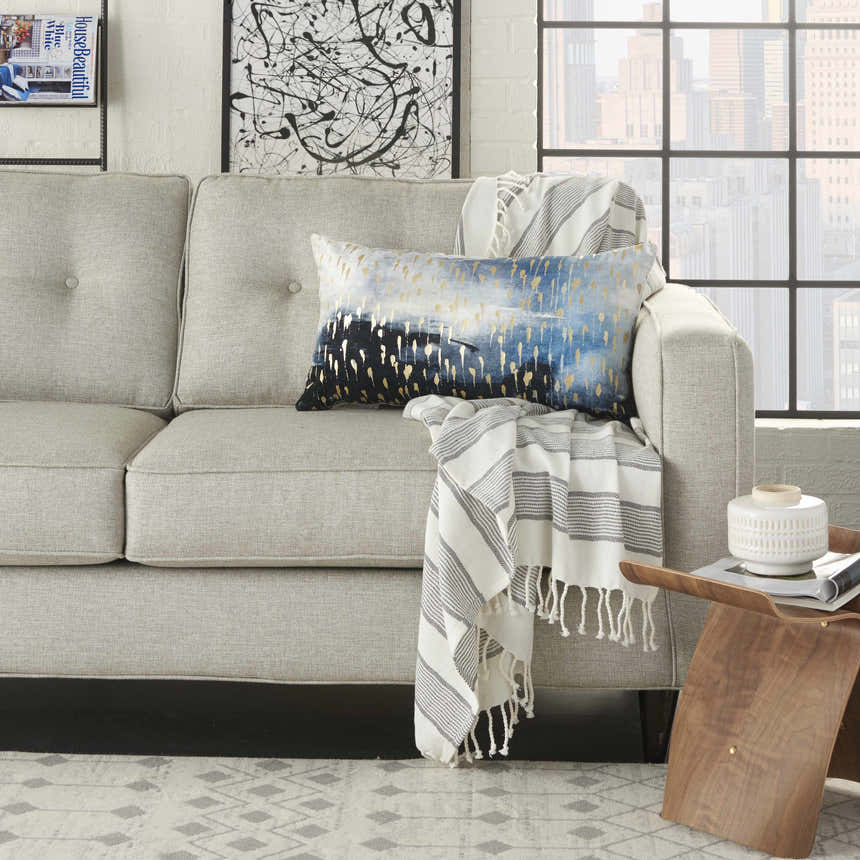 Mina Victory Sofia Metallic Drops Ombre Indigo Indoor Throw Pillow