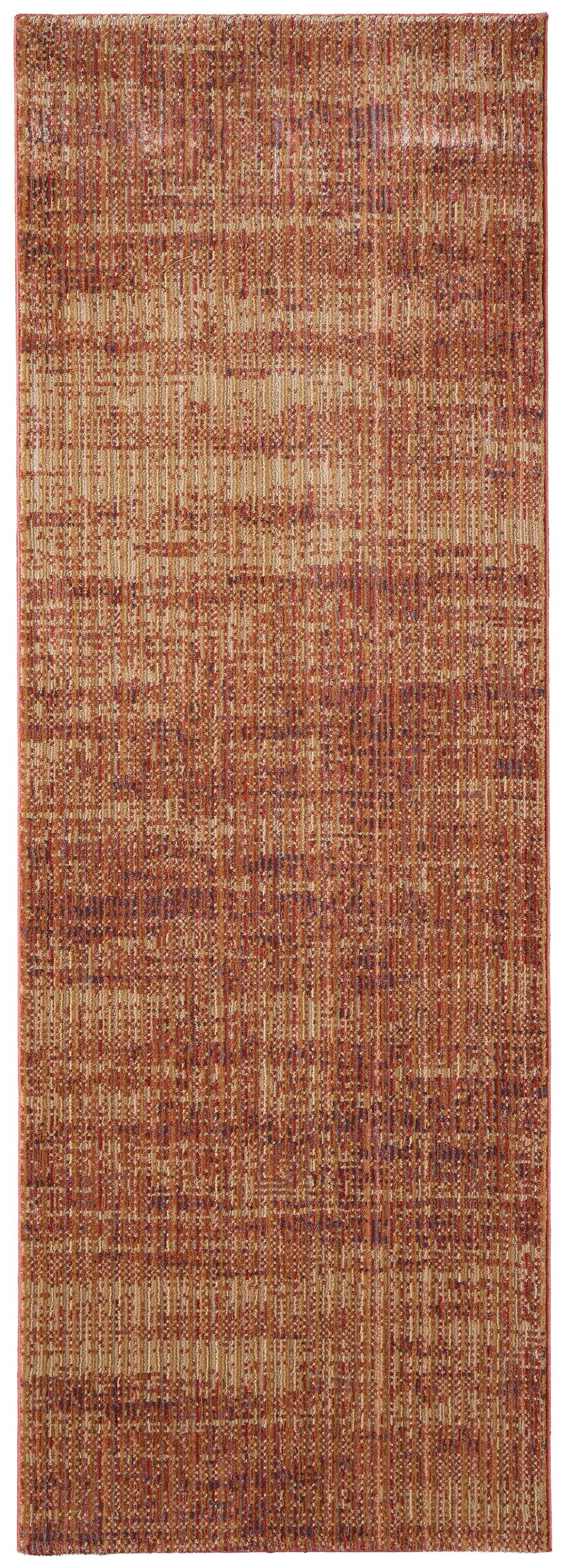 Close-up of Feizy Deja Modern Solid Area Rug in brown, red, and tan. Casual style with a subtle woven texture. Design-Runner