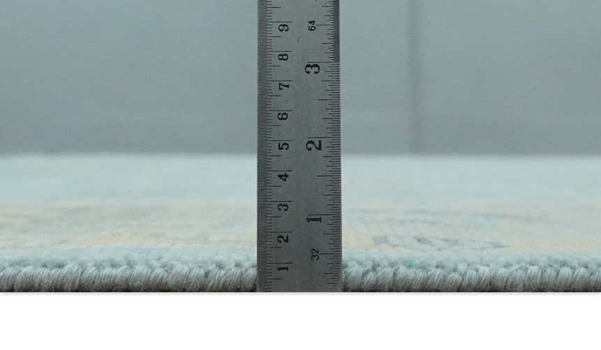 Made to Order Aqua, Beige and Ivory Hand Knotted Floral Oushak Wool Rug