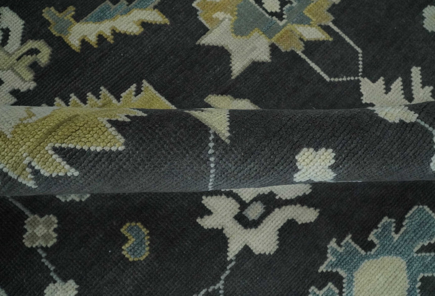 8x10, 9x12, 10x14 and 12x15 Hand Knotted Black, Beige and Silver Traditional Oushak Wool Rug