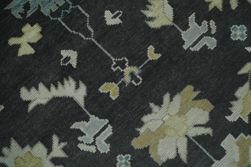 8x10, 9x12, 10x14 and 12x15 Hand Knotted Black, Beige and Silver Traditional Oushak Wool Rug