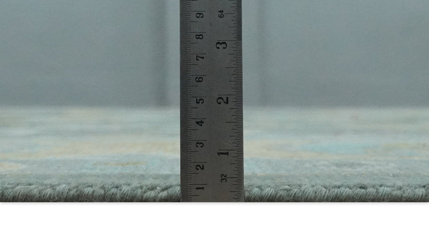 Antique look Hand Knotted Silver and Beige Traditional Oushak Wool Area Rug