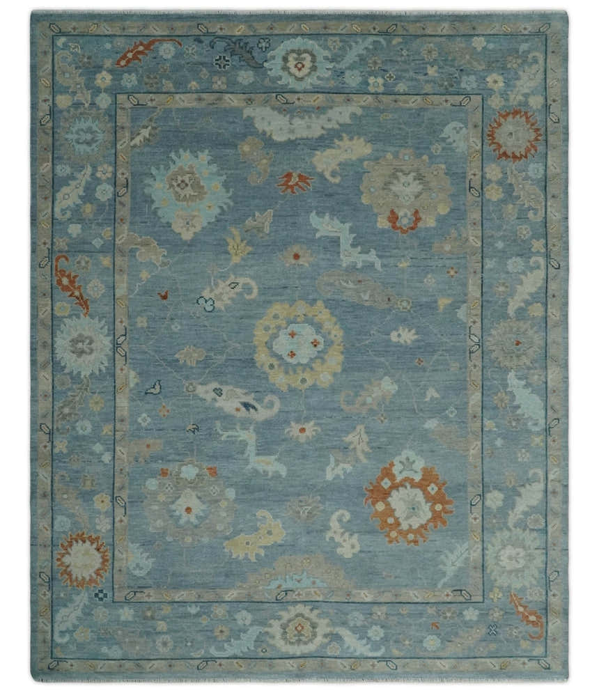 Silver and Beige Hand knotted Traditional Multi Size Oushak Wool Area Rug