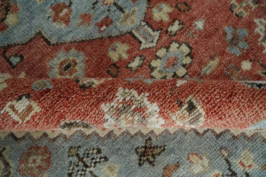 8x10 Antique look Traditional Floral Gray, Rust and Beige Hand knotted wool Area Rug