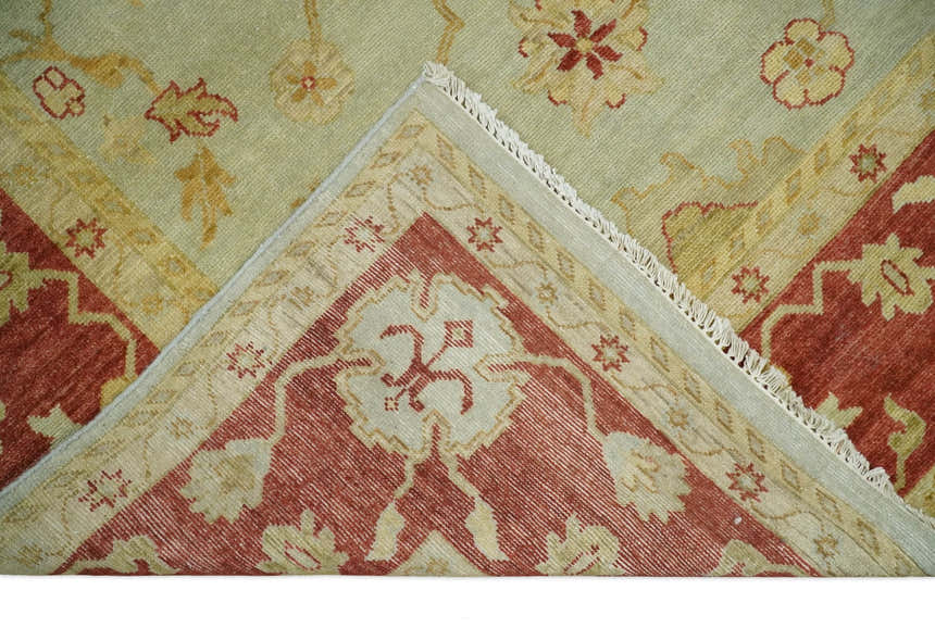 8x10 Fine Hand Knotted Beige and Rust Traditional Vintage Persian Antique Wool Rug | AGR36