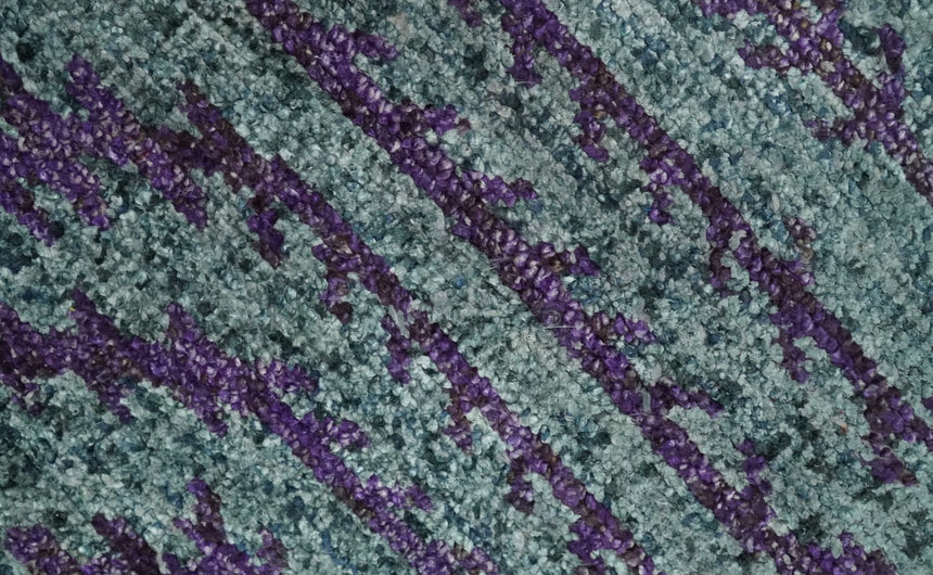 5x8 and 8x10 Hand Knotted Blue, Gray and Purple Modern Contemporary Southwestern Tribal Trellis Recycled Silk Area Rug | OP32