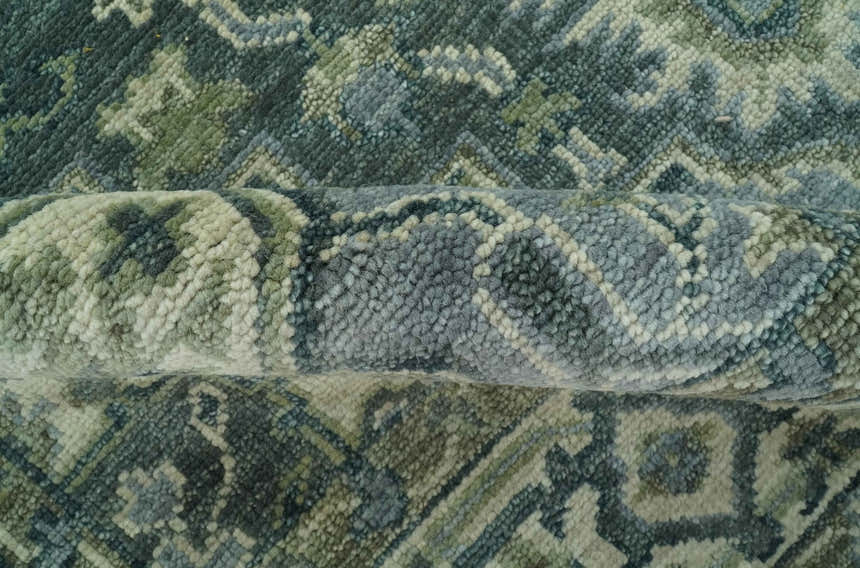 Hand Knotted Ivory, and Shades of Gray Traditional Custom made wool rug