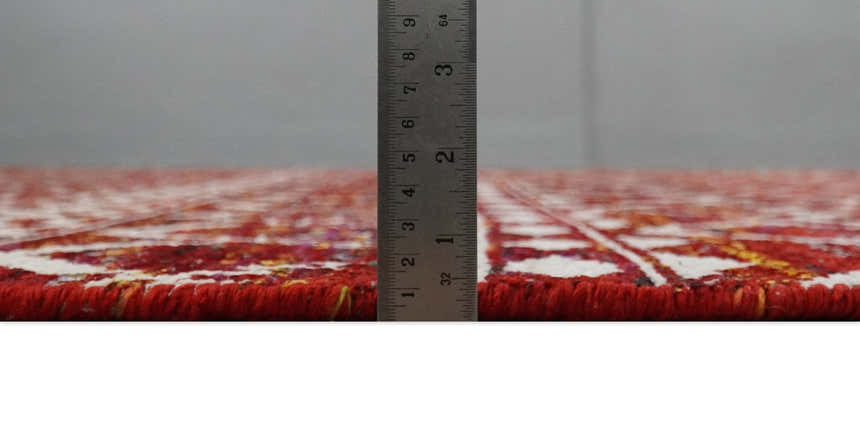8x10 Hand Knotted Rust, Gold and White Modern Contemporary Southwestern Tribal Trellis Recycled Silk Area Rug