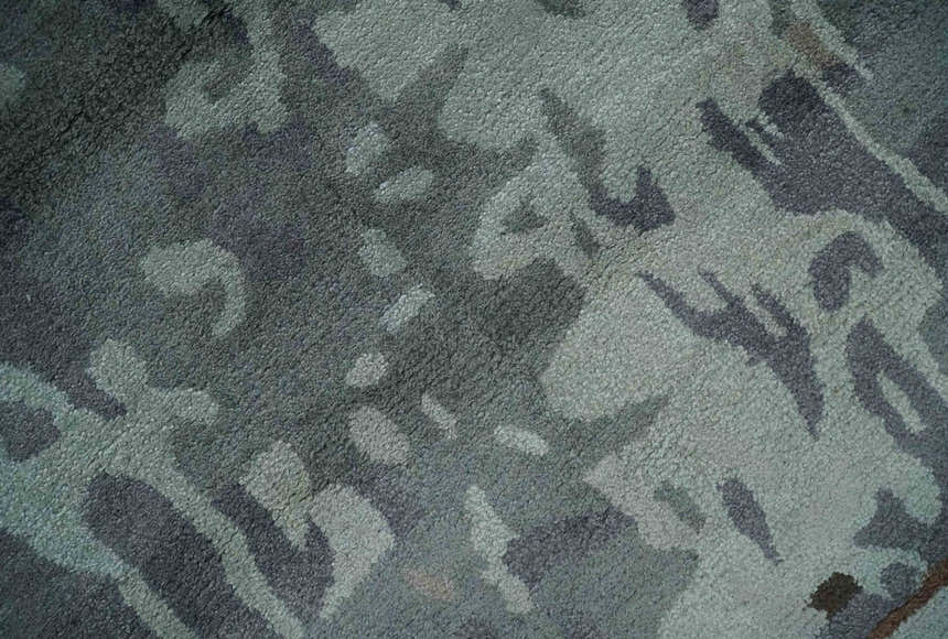 8x11 Gray, Silver and Brown Modern Abstract Hand Tufted wool and Art silk Area Rug