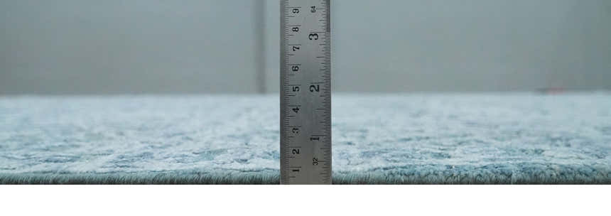 8x9.7 Blue Antique Style, Distressed Finish Hand Carved Traditional Medalian Hand Knotted Wool and Silk Rug