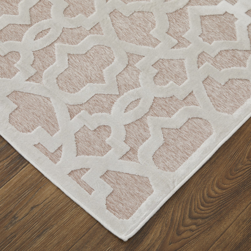 Feizy Saphir Mira Modern Geometric - Pink/White Area Rug - Clearance