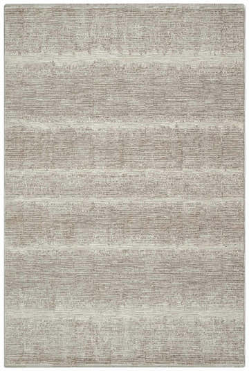 Close-up of the Calvin Klein CK079 Notes Ivory Grey rug. Abstract, horizontal lines in chestnut and ivory.