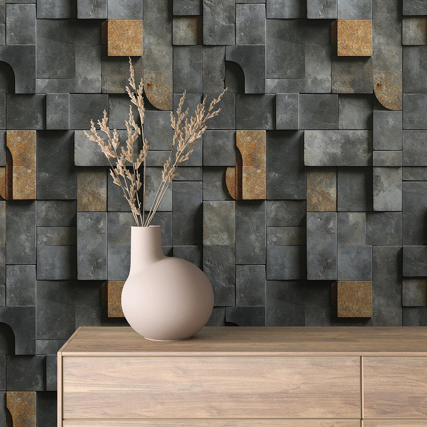 Urban Slate & Copper Geo-Block