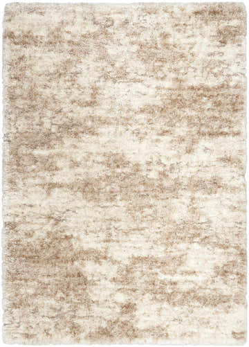 Close-up of the Nourison Dreamy Shag rug in ivory and dark beige, showing its soft, textured shag design.