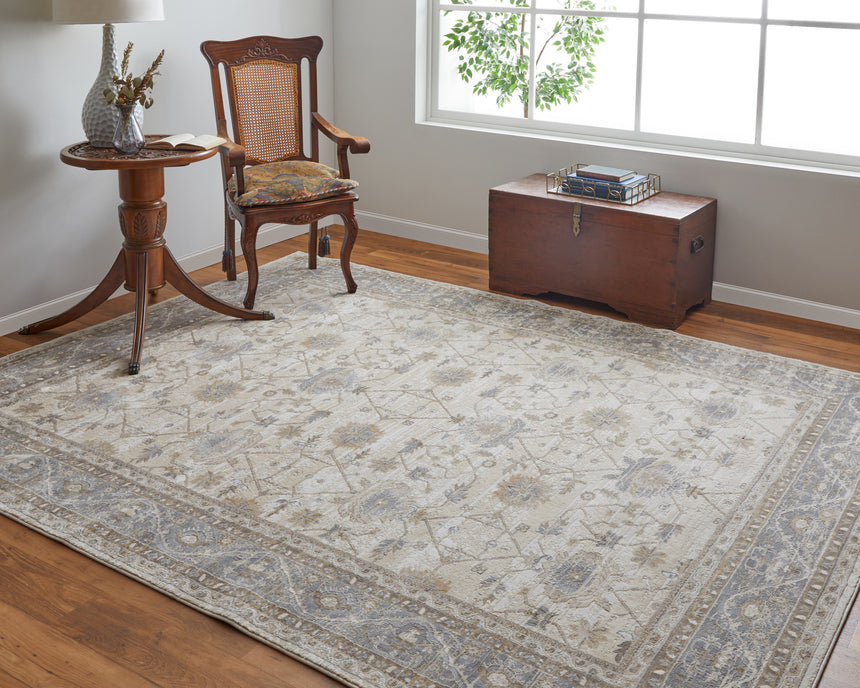 Feizy Celene Traditional Bordered - Tan/Ivory/Gray Area Rug