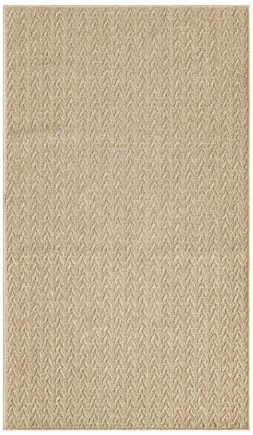 Close-up of the Nourison Tulum Taupe Outdoor Area Rug, showing its textured, woven diamond pattern.