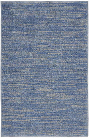 Close-up of the Nourison Essentials Blue Grey Outdoor Area Rug showing its subtle horizontal pattern and textured weave.