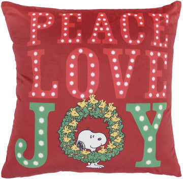 Peanuts Peanuts Pillows Lt Up Peace Love Joy Red Indoor Throw Pillow