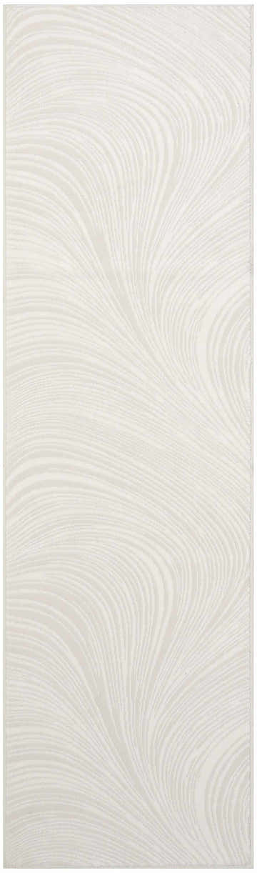 Close-up of DKNY Central Park West Ivory rug. Modern design with subtle chestnut swirls and soft pile.