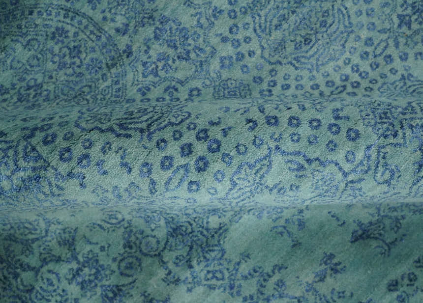 9x12 Fine Hand Knotted Blue and Teal Traditional Vintage Persian Style Antique Wool Rug | AGR33