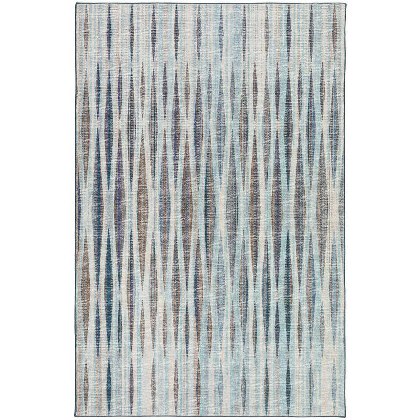 Dalyn Amador AA1 Mist Area Rug with a beige, blue, brown, and navy diamond pattern.