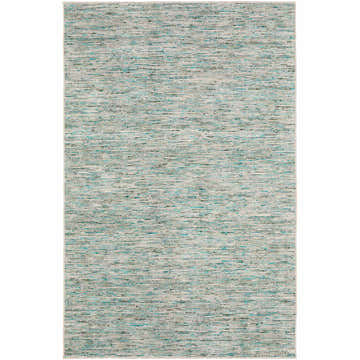 Close-up of the Dalyn Arcata AC1 Aruba Area Rug, a hand-loomed rug with aqua, teal, and olive horizontal stripes.