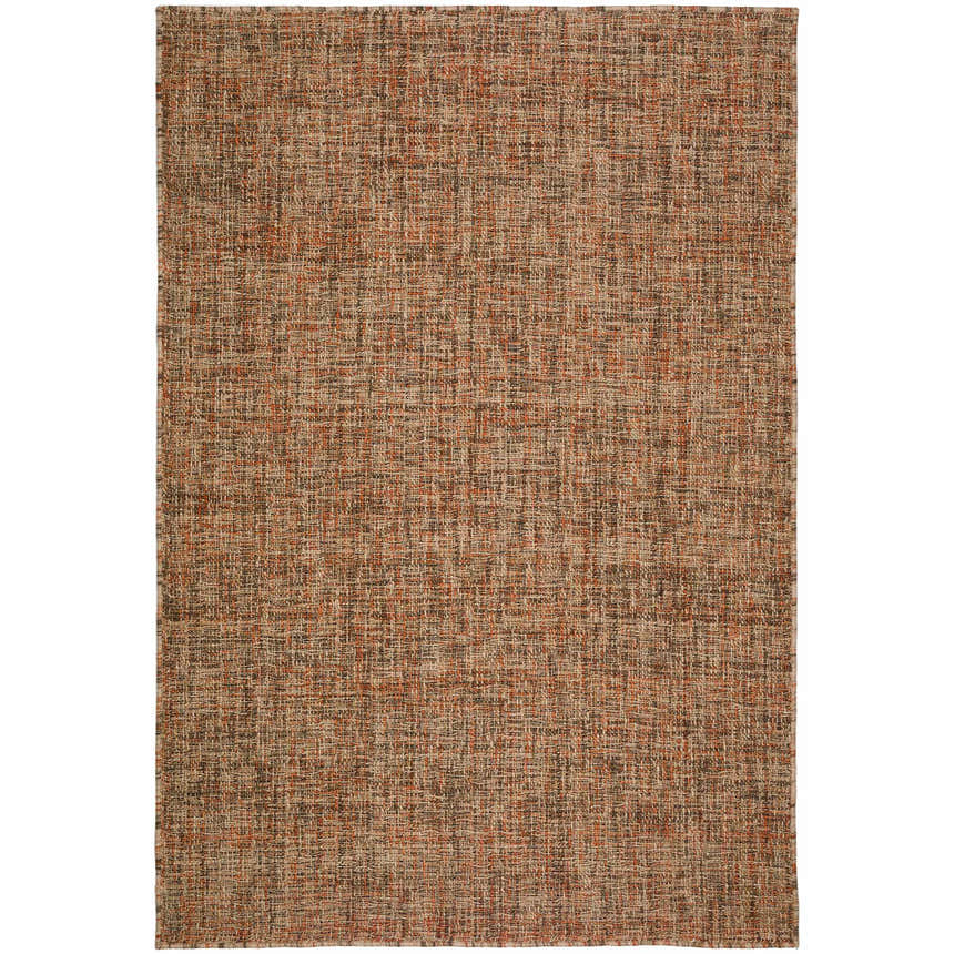 Close-up of the hand-loomed Dalyn Abruzzo AZ1 Spice area rug, featuring a casual beige, brown, and paprika woven design.