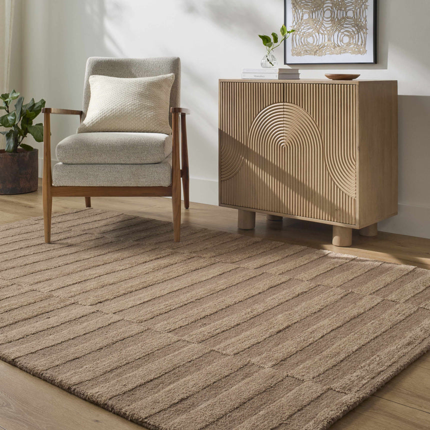 Idaho Broken-Striped Brown Area Rug | Our PNW Home X Livabliss