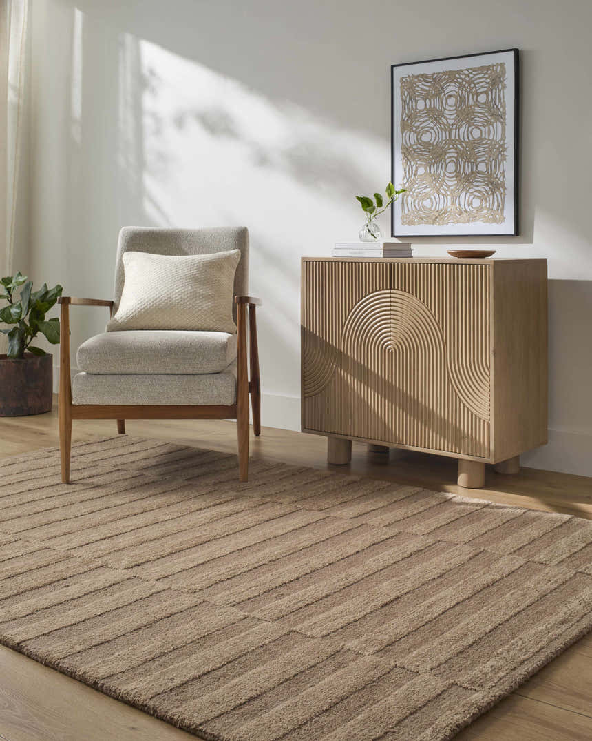 Made to Order Custom Size Idaho Broken-Striped Brown Area Rug | Our PNW Home X Livabliss