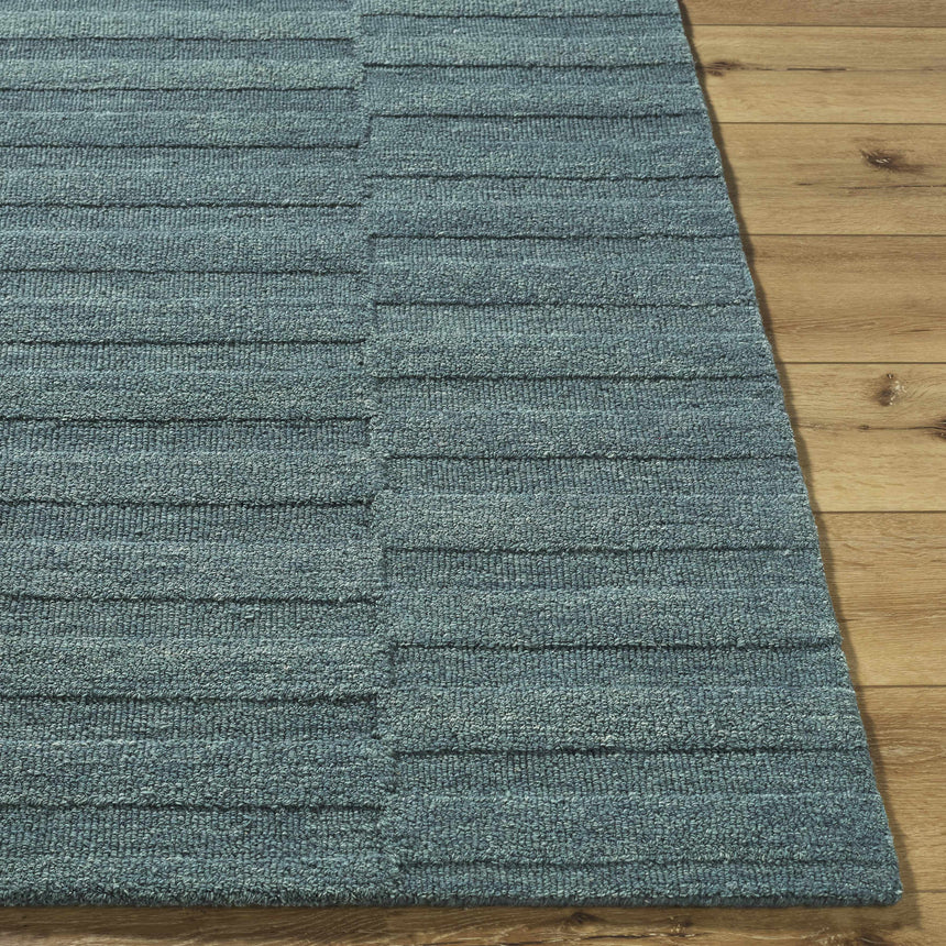Idaho Broken-Stiped Petrol Blue Wool Rug | Our PNW Home X Livabliss