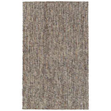 Close-up of the Dalyn Bondi BD1 Coffee Area Rug. Hand-loomed wool and cotton rug in coffee, gray, ivory, and brown tones.
