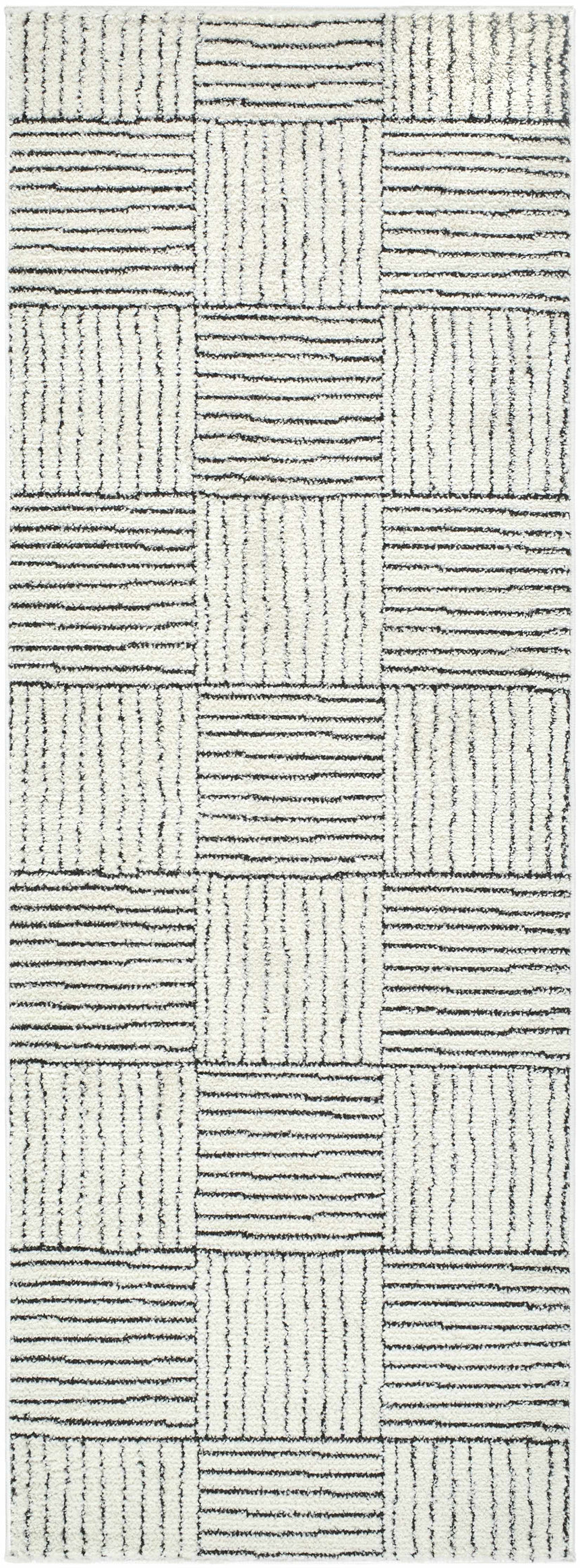 Modern Scandi High Pile Ivory/Black Architect I Area Rug