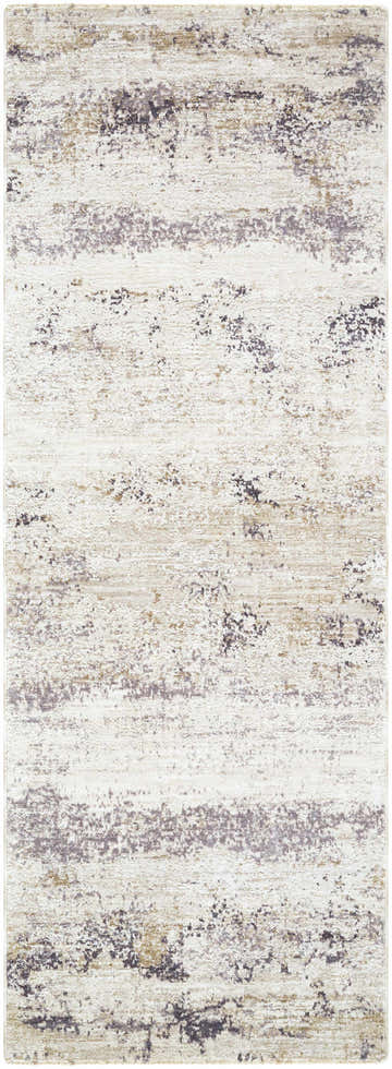 Close-up of the Behzad Ivory Area Rug. Features a Southwestern design with charcoal, cream, and tan hues. Design-Runner-2773