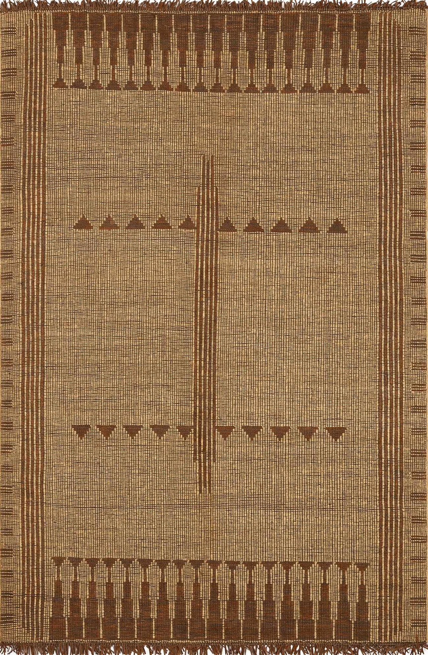 Bran Hand Woven Jute& Leather Area Rug